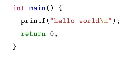 色付きの hello world ソースコード
